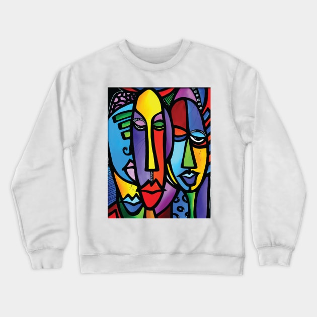 Abstract Face Colorful Crewneck Sweatshirt by swallo wanvil